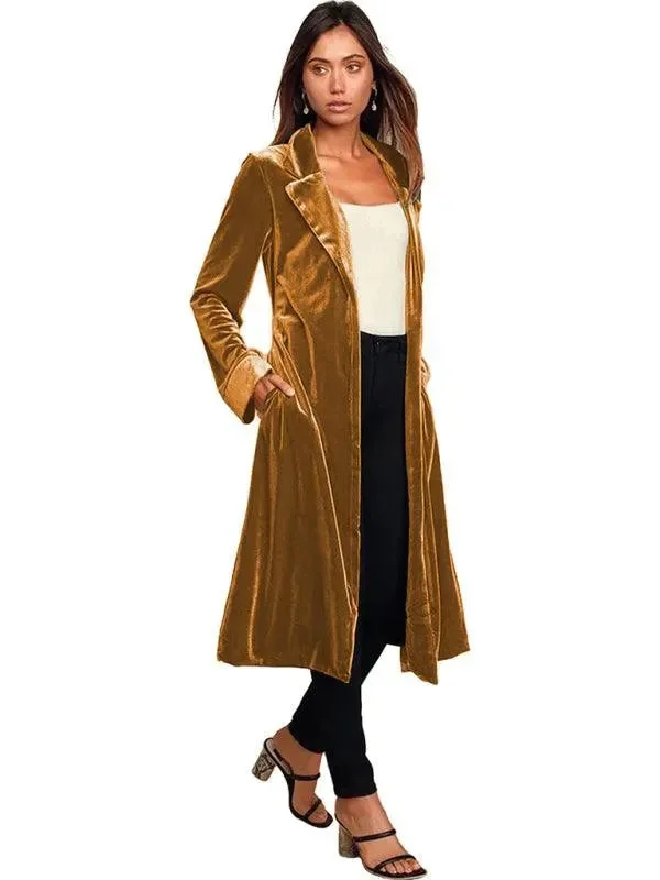 Holiday Special Offers Velvet Long Blazer Women Coat