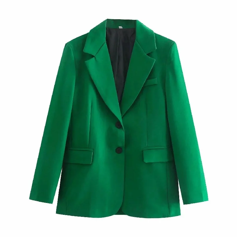 Flash Sales Today Dark Green Blazer Women - Casual - Plain-Solid