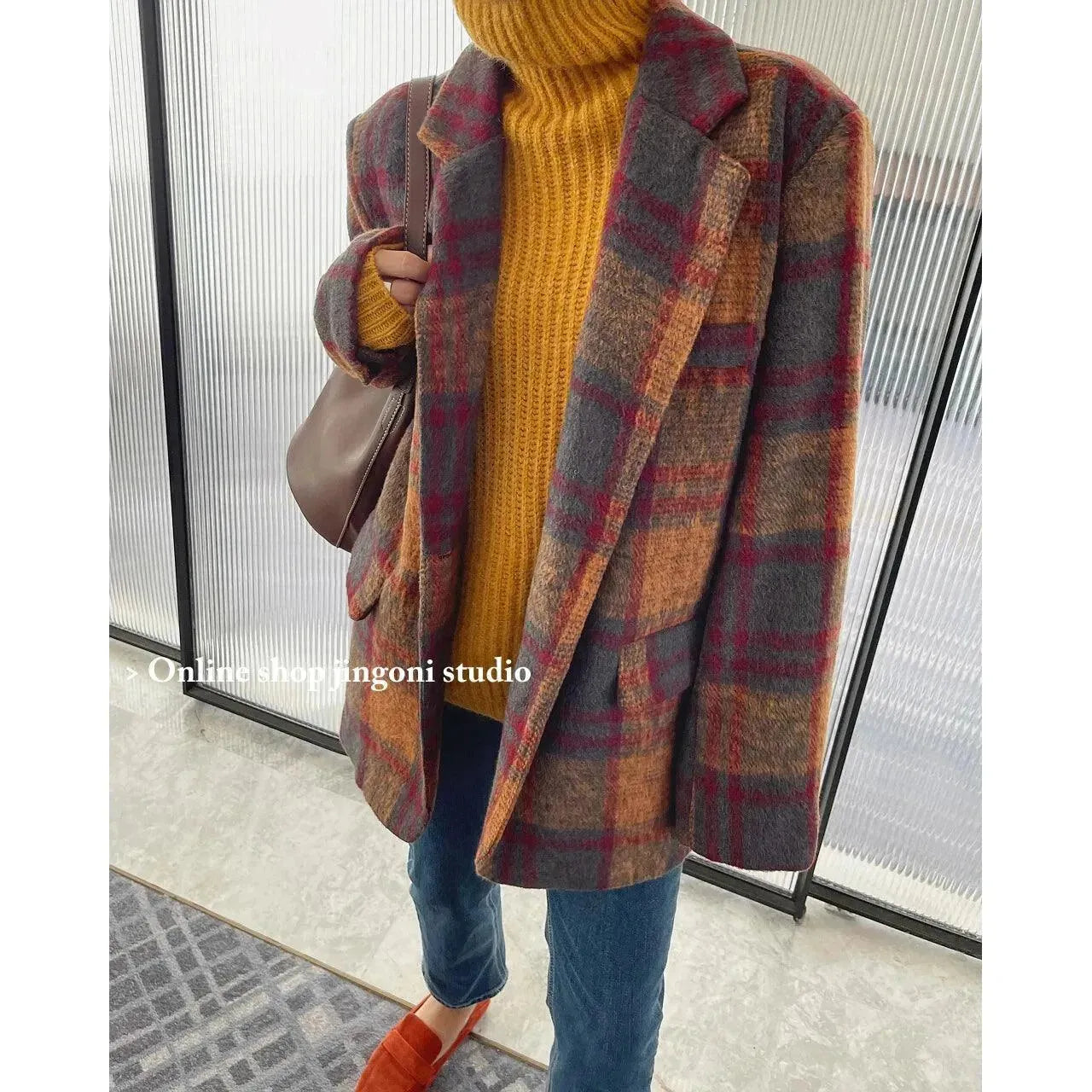 Day To Night Styles Trendy Plaid Loose Women Coat