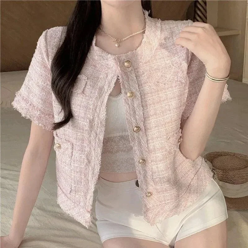 Fashion Forward Outfits Cute Plaid Tweed Jacket Women