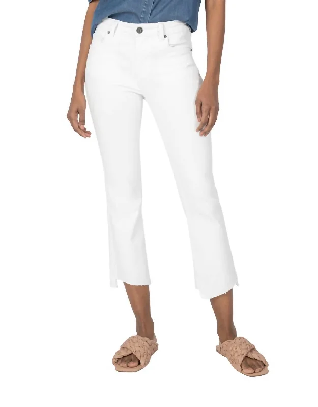 Eclectic Fashion Kelsey High Rise Ankle Flare Jeans In Optic White