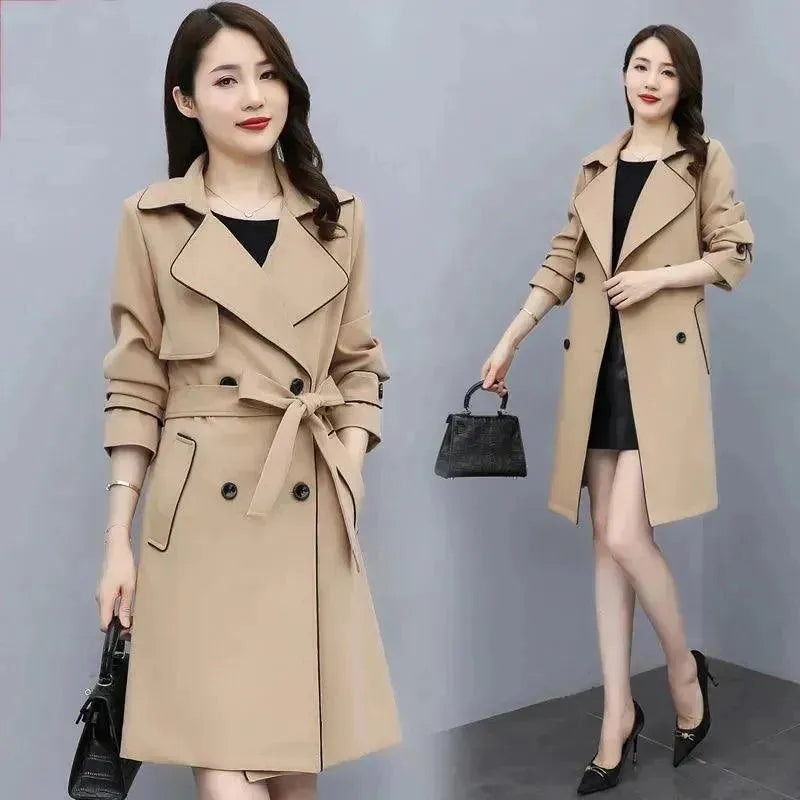 Current Trends High-Quality Mid-Length Trench Coat Women