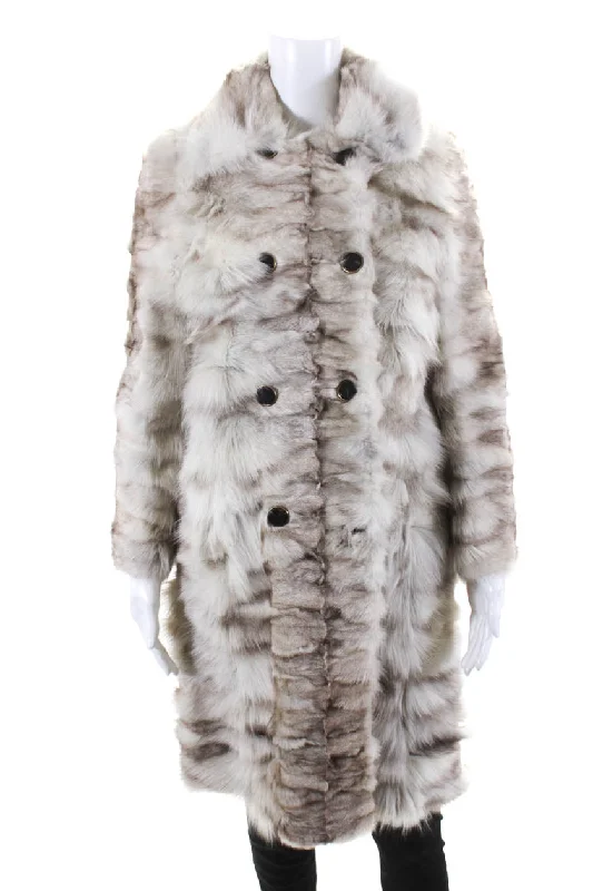 Durable Fashion Picks Gucci Womens Fur Long Coat Cream Brown