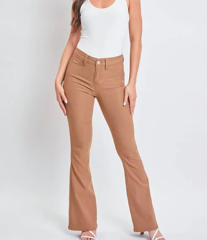 Innovate Your Wardrobe Hyperstretch High Rise Flare Jean In Almond